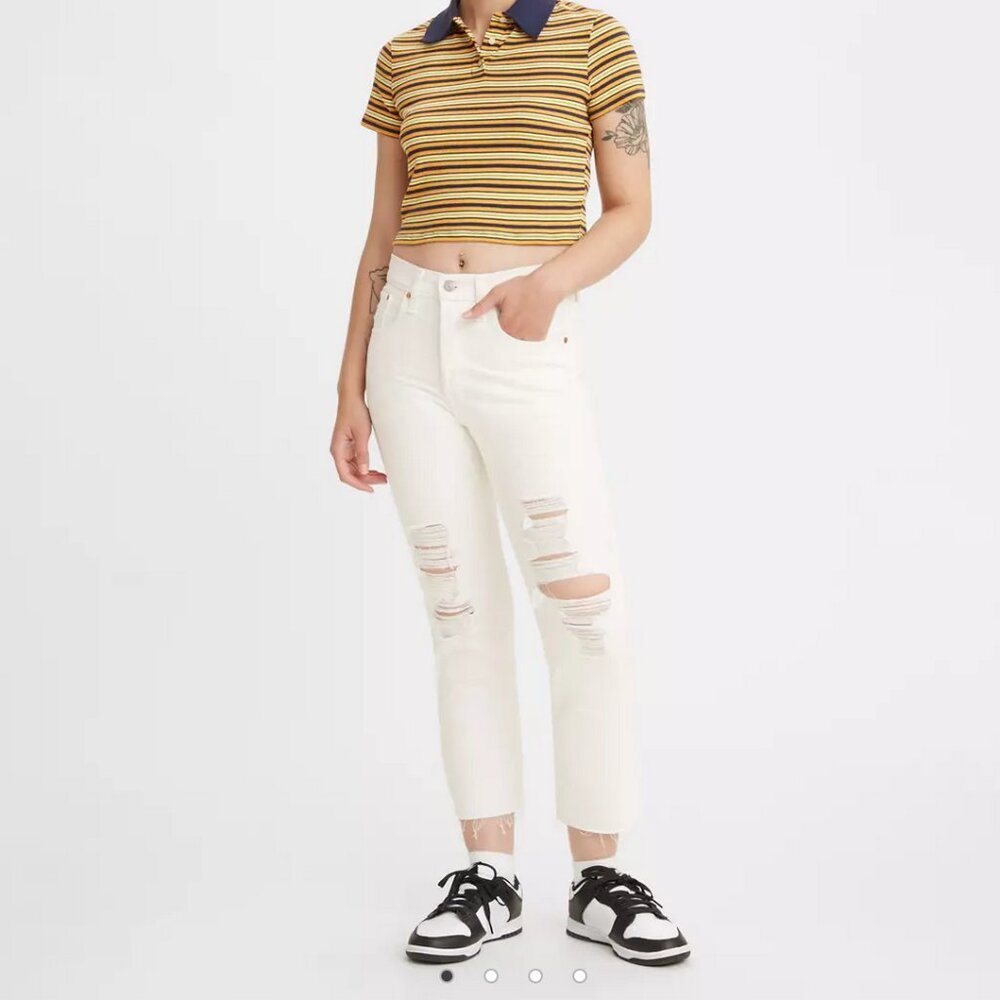 Levi's 501 Original Cropped Distressed Jeans